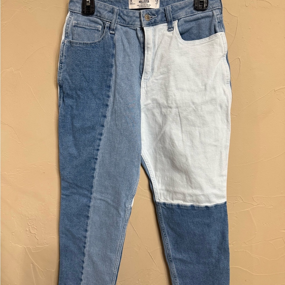 Hollister Color Block Patchwork High Rise Mom Jeans - size 7